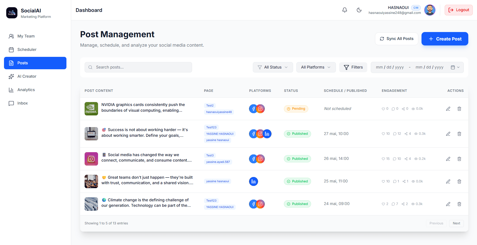 Search, filter, and schedule your posts.